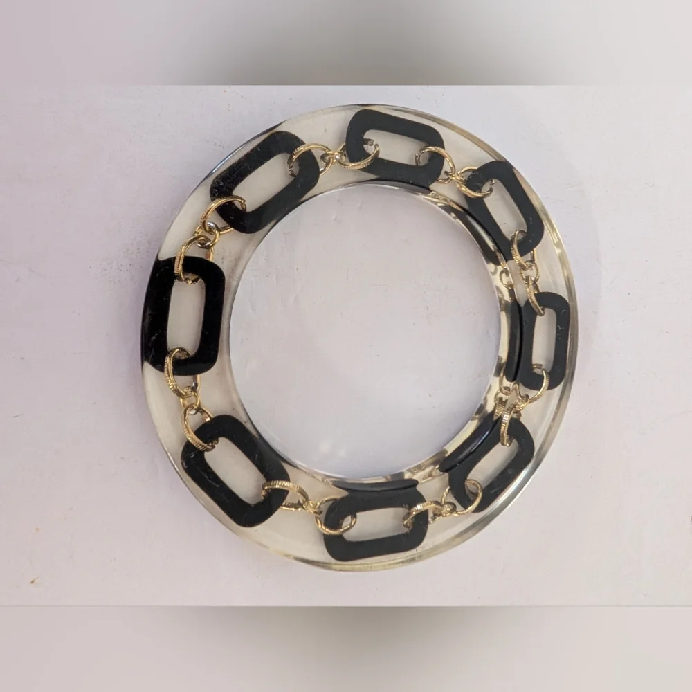 Vintage  Lucite Bangle With Chain Inside 1960